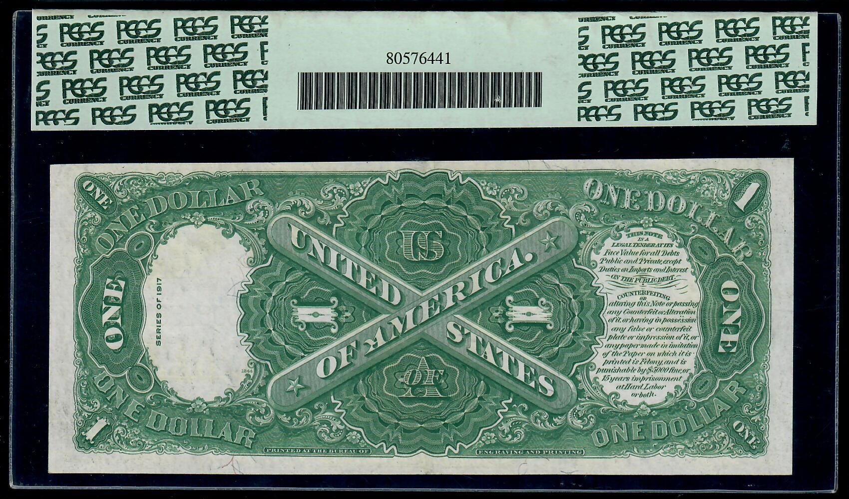 1917 $1 Legal Tender Note, Fr.39 Sawhorse Reverse, PCGS 55PPQ