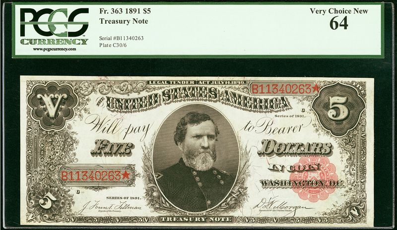 Fr. 363 $5 1891 Treasury Note PCGS Very Choice New 64