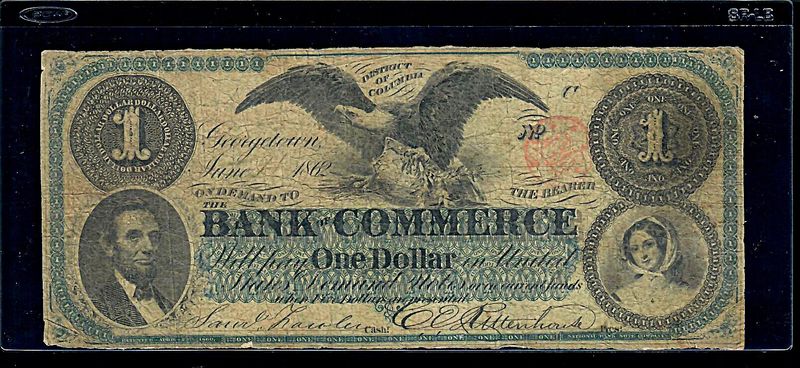 1862 G12, $1 The Bank of Commerce Note, District of Colombia Fine
