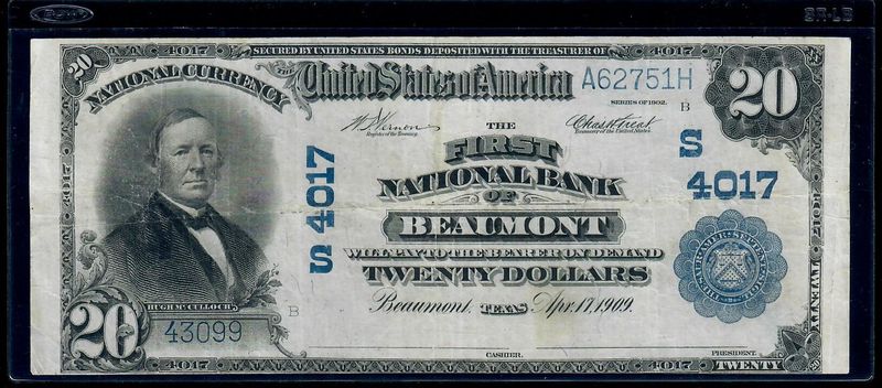 1902 ​​$20 The First National Bank Of Beaumont, Texas Note, VF