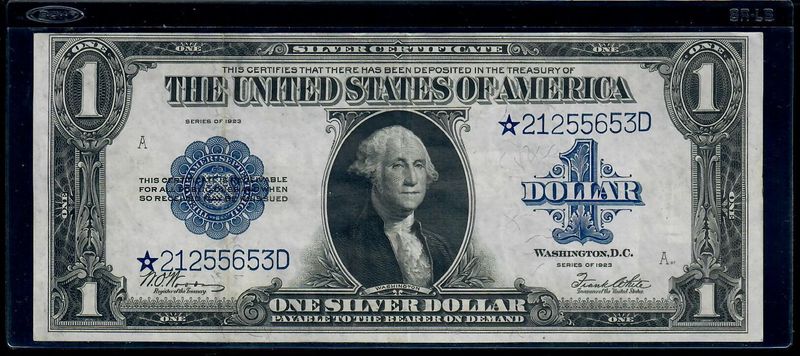 ​1923 $1 Silver Certificate Horse blanket Star Note, Serial# *21255653D, XF