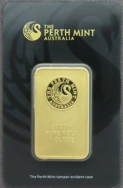 1 oz Australia Perth Mint Gold Bar .9999 Fine Gold With Sealed Assay Certificate