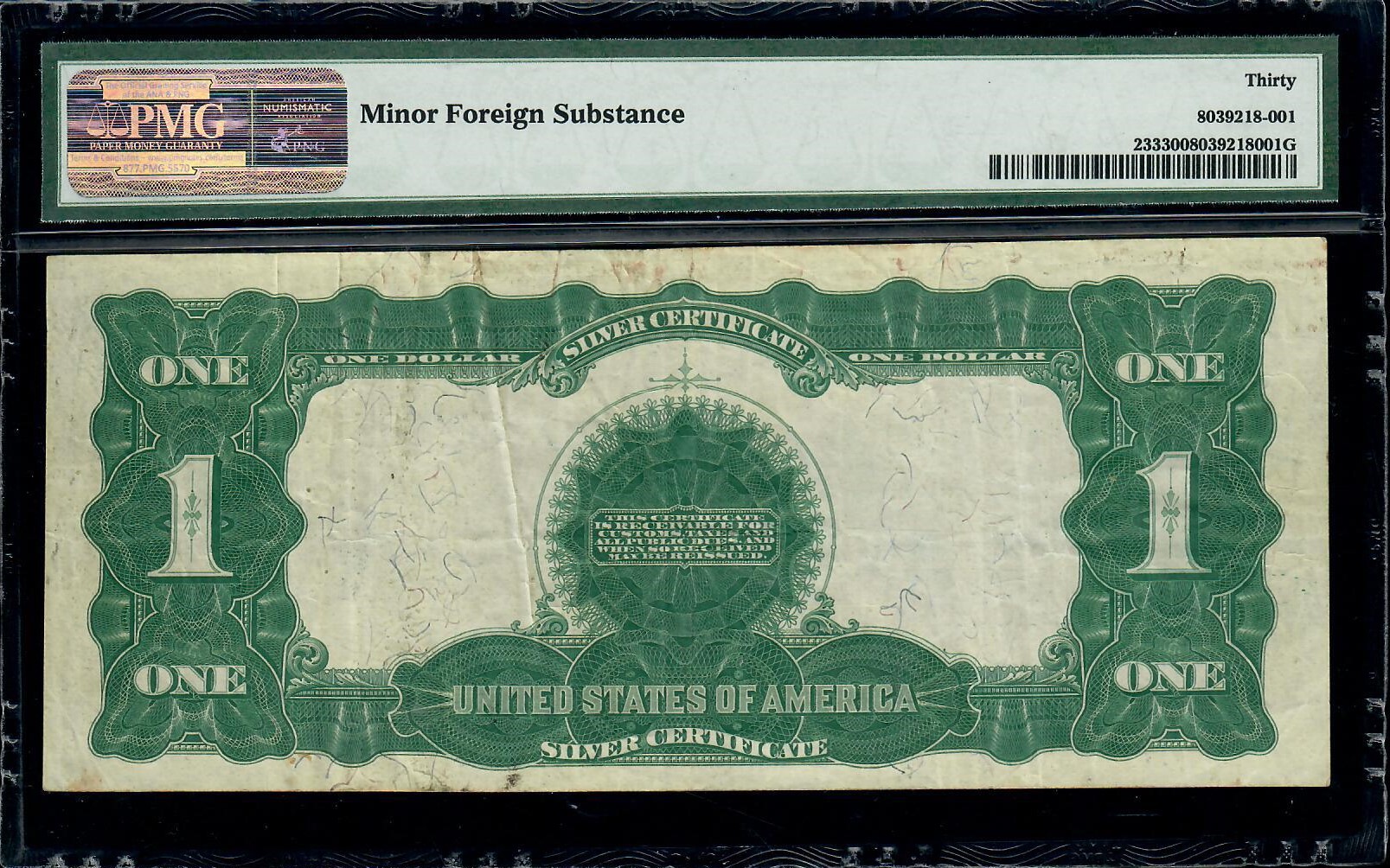 $1 1899 Silver Certificate Note, Fr# 233, Teehee/ Burke, Serial# x2244165 pp C, PMG 30, Very Fine