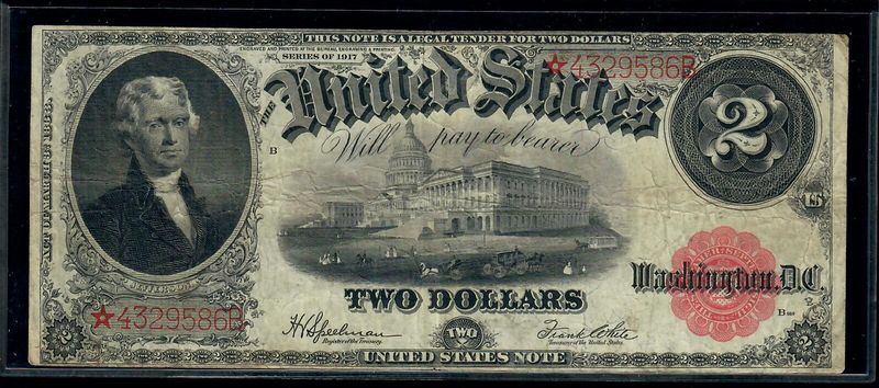 1917 $2 Legal Tender Notes, Serial# *4329586B