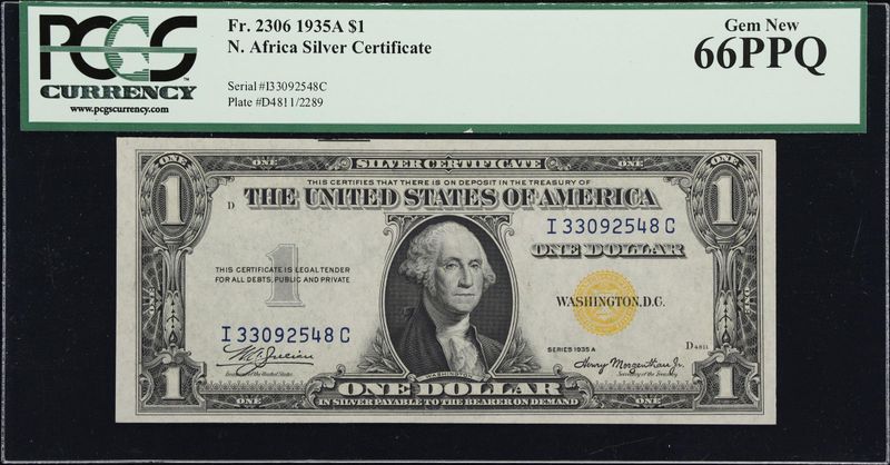 1935A $1 North Africa Emergency Note, PCGS 66 PPQ, Gem New
