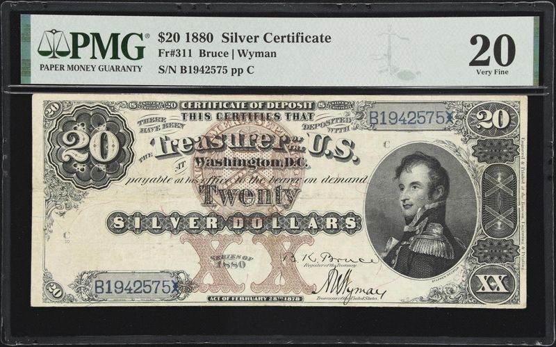 1880 $20 Silver Certificate.Fr.311  PMG Very Fine 20.