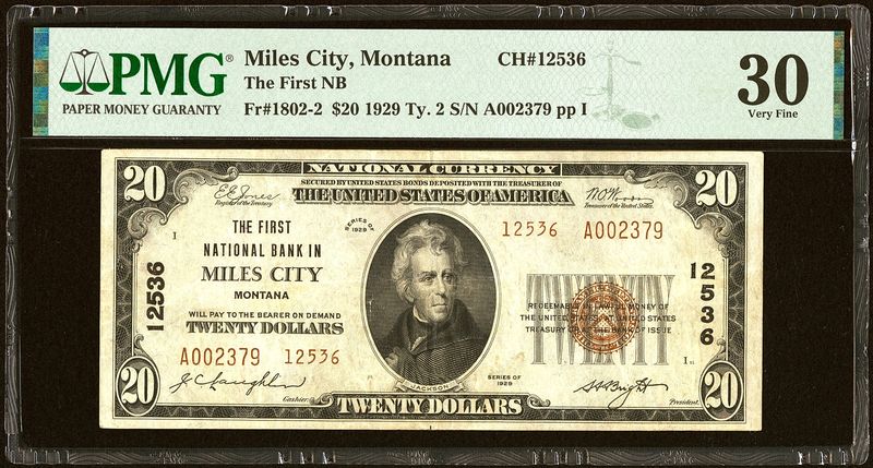 Miles City, MT - $20 1929 Ty. 2 The First National Bank