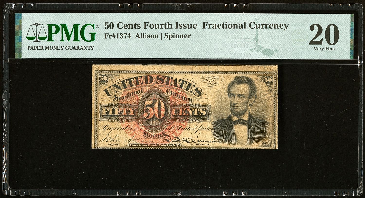 50C Fourth Issue, Fractional Currency, Fr# 1374, PMG 20 Very Fine