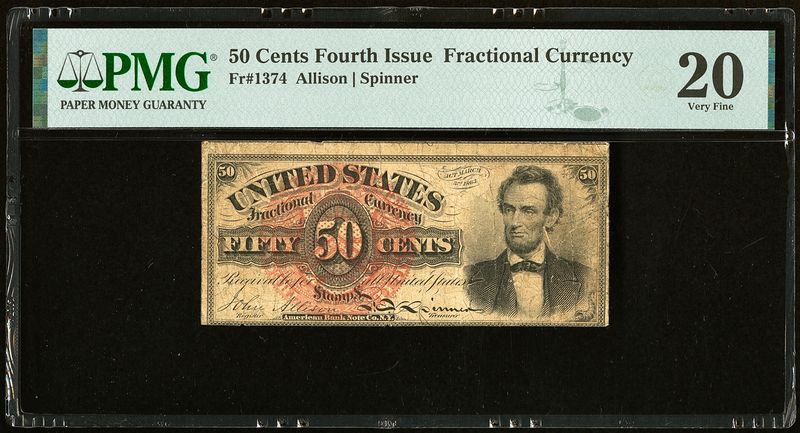 50C Fourth Issue, Fractional Currency, Fr# 1374, PMG 20 Very Fine
