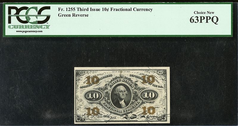 Fr. 1255 10¢ Third Issue PCGS Choice New 63PPQ