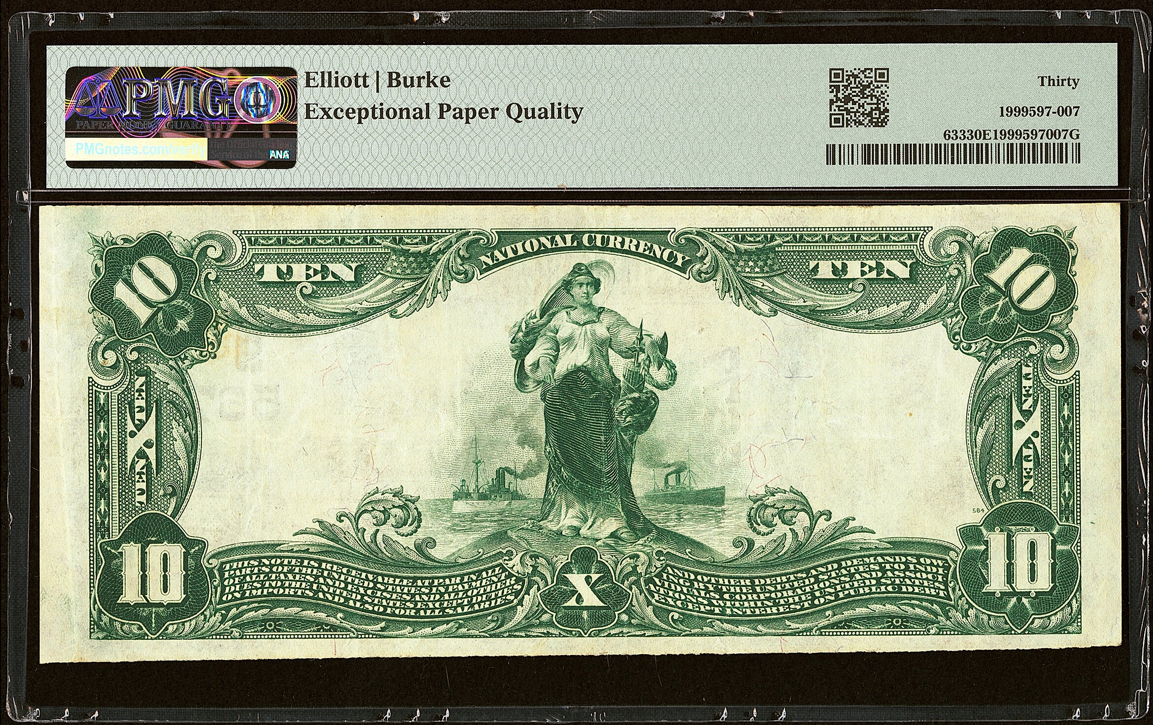 $10 1902 Plain Back Fr. 633 The National Bank of Fayetteville  PMG 30 EPQ