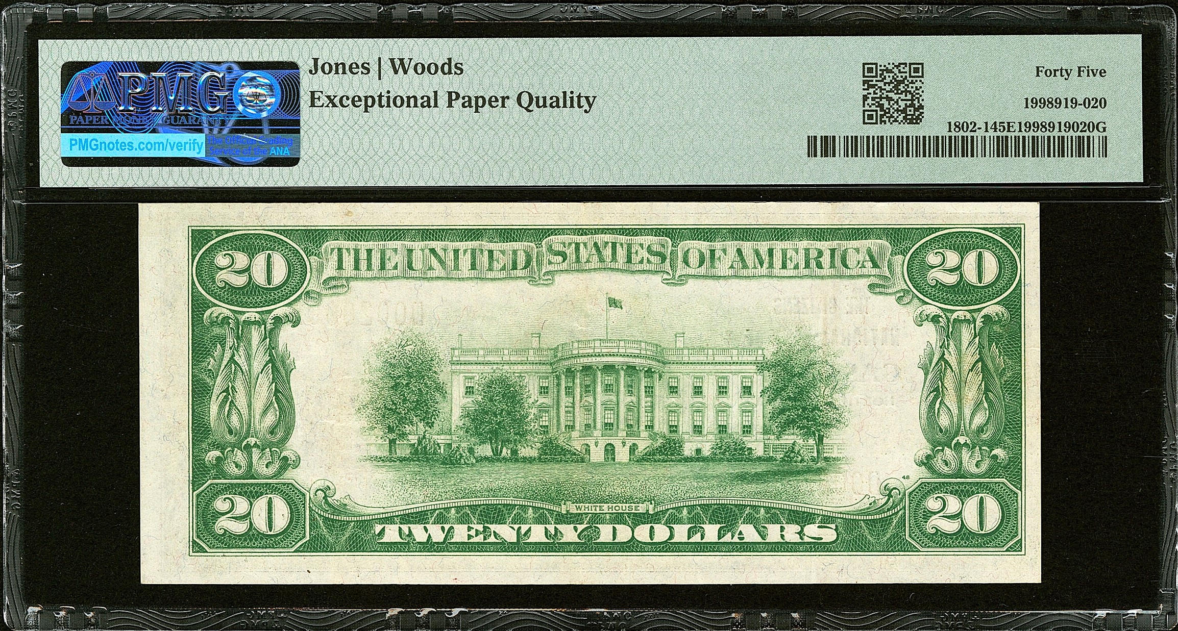 $20 1929 National Bank GASTONIA North Carolina NC CH.7536 PMG 45 EPQ