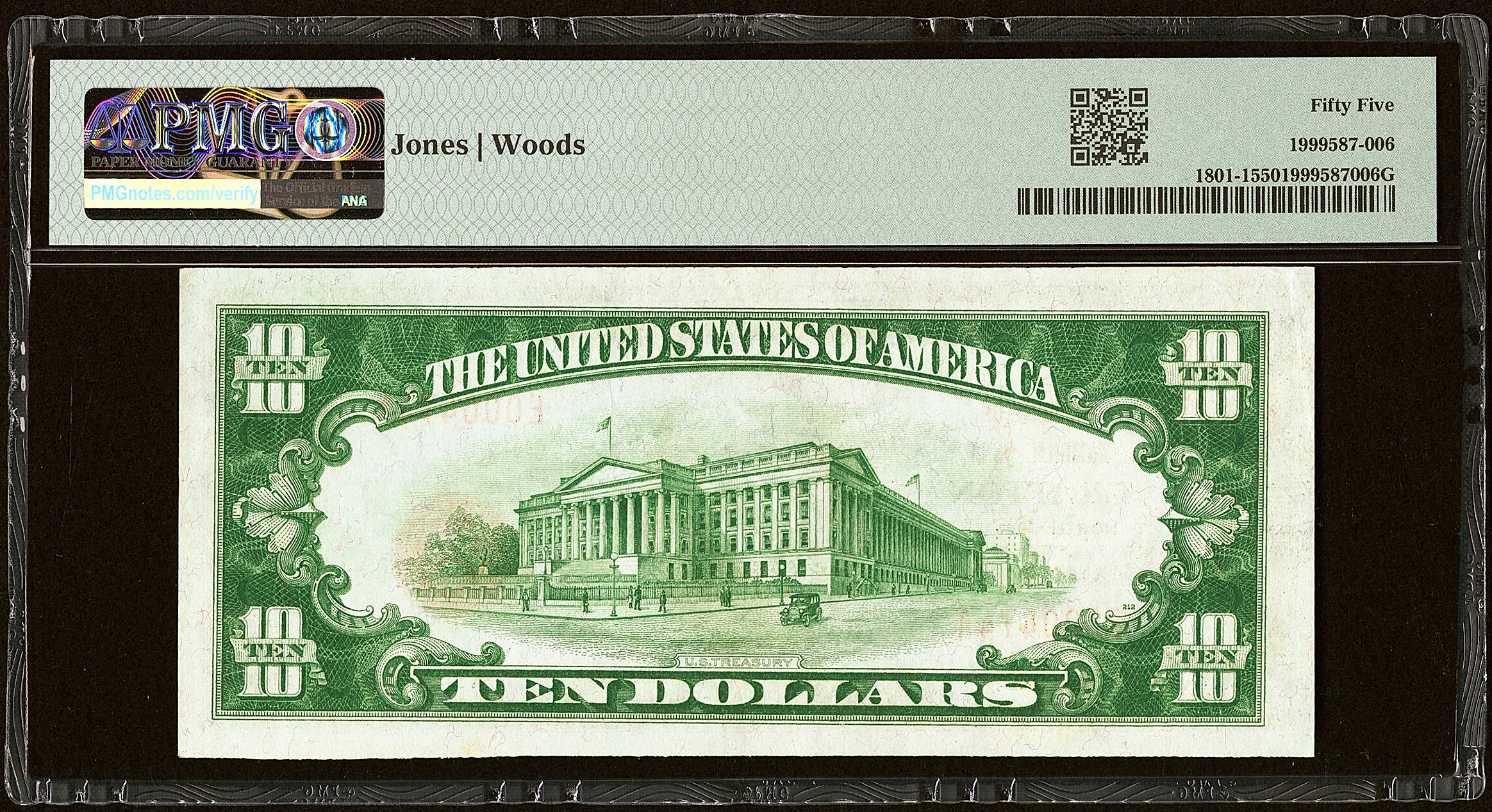 1929 $10 GRAFTON NATIONAL BANK CH. 3096 GRAFTON, NORTH DAKOTA PMG 55 AU