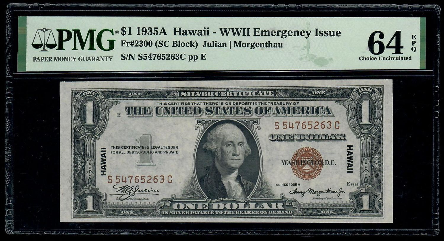 1935A $1 Hawaii- WWII Emergency Issue PMG 64 EPQ