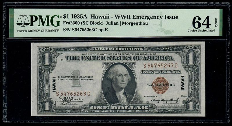 1935A $1 Hawaii- WWII Emergency Issue PMG 64 EPQ
