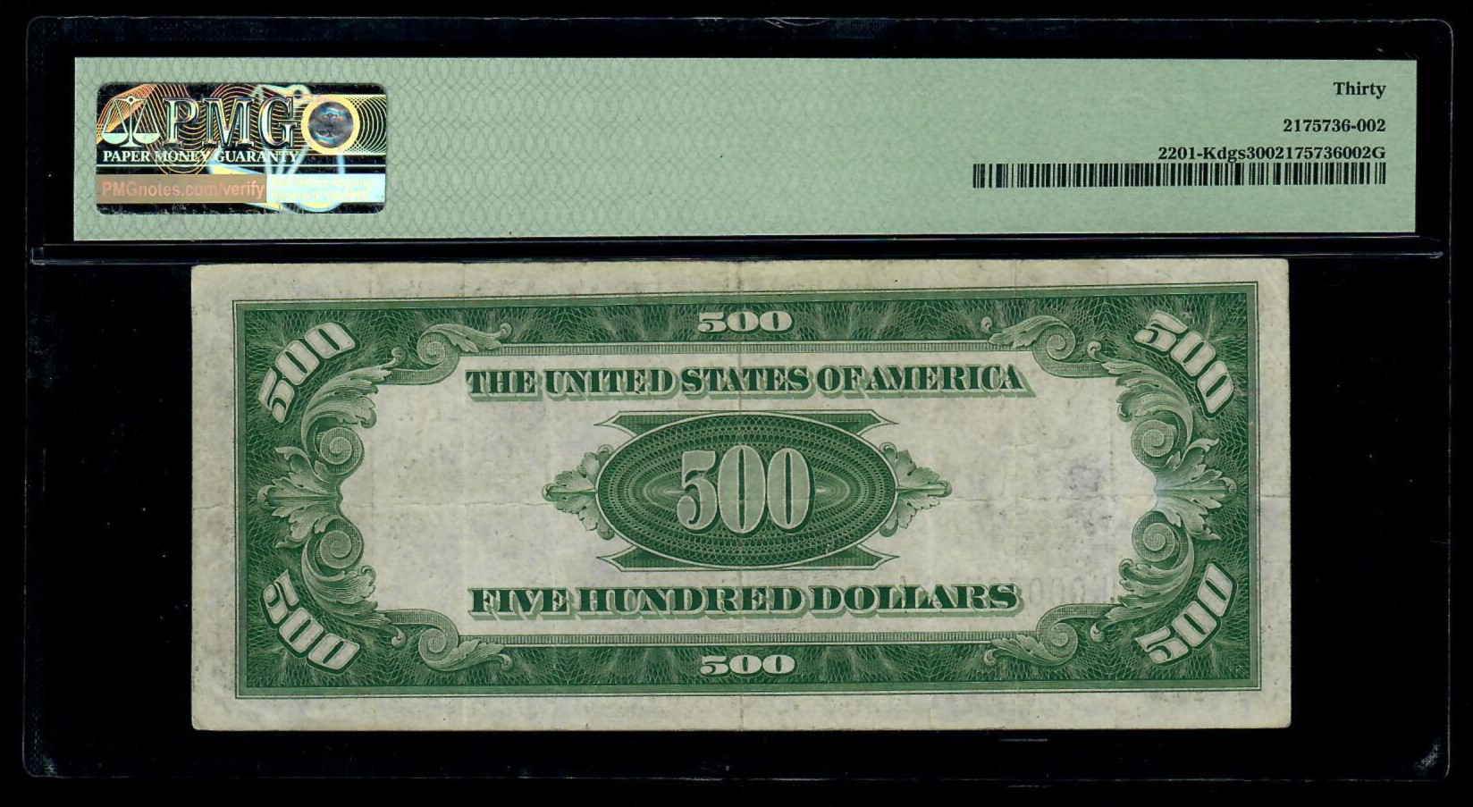 1934A $500 Federal Reserve Note Fr. 2201-K Dallas, Tx  PMG VF 30