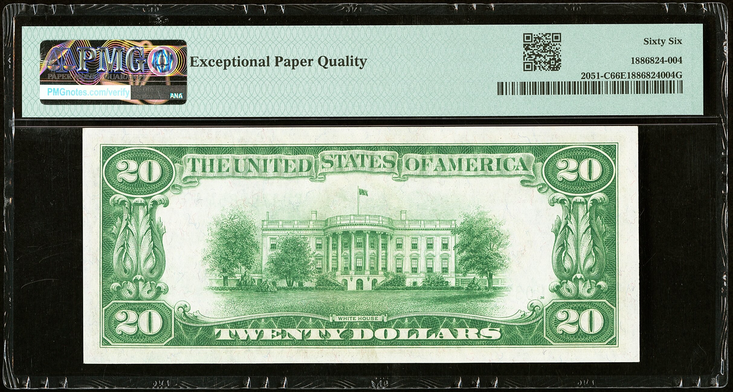 1928 $20 Federal Reserve Note Philadelphia Fr. 2051-C PMG 66 EPQ Uncirculated