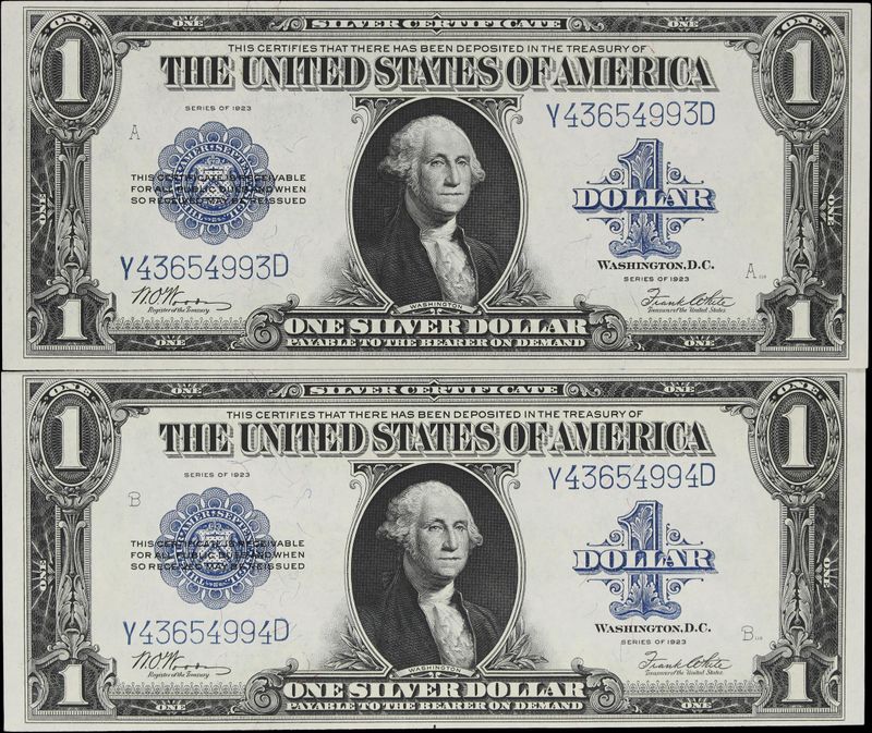 2 Convective 1923 $1 Silver Certificate FR-238 Horse Blanket  Uncirculated