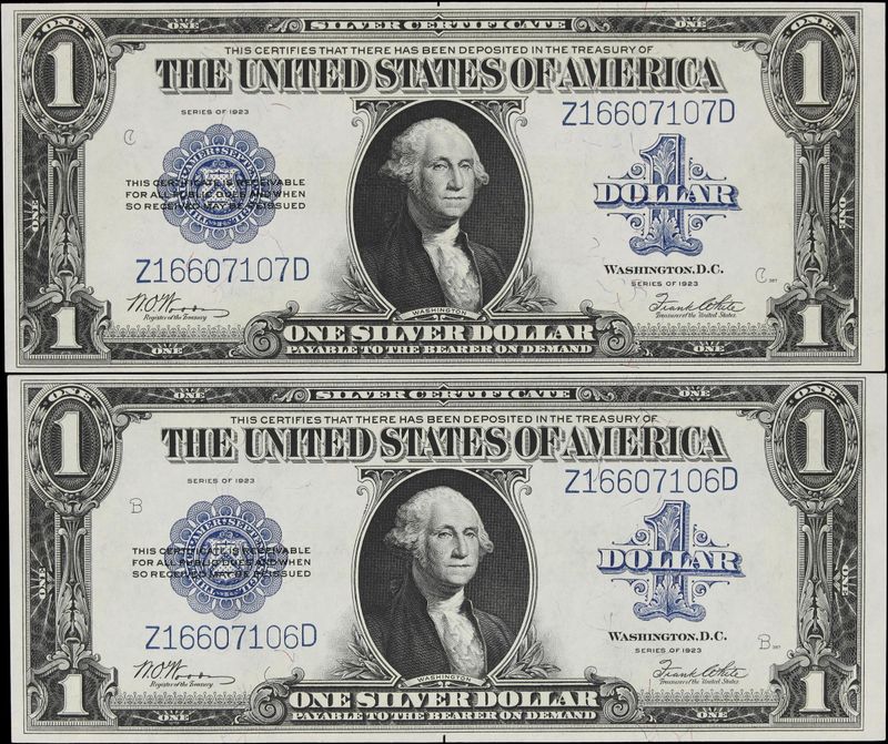 2 Convective 1923 $1 Silver Certificate FR-238 Horse Blanket  Uncirculated