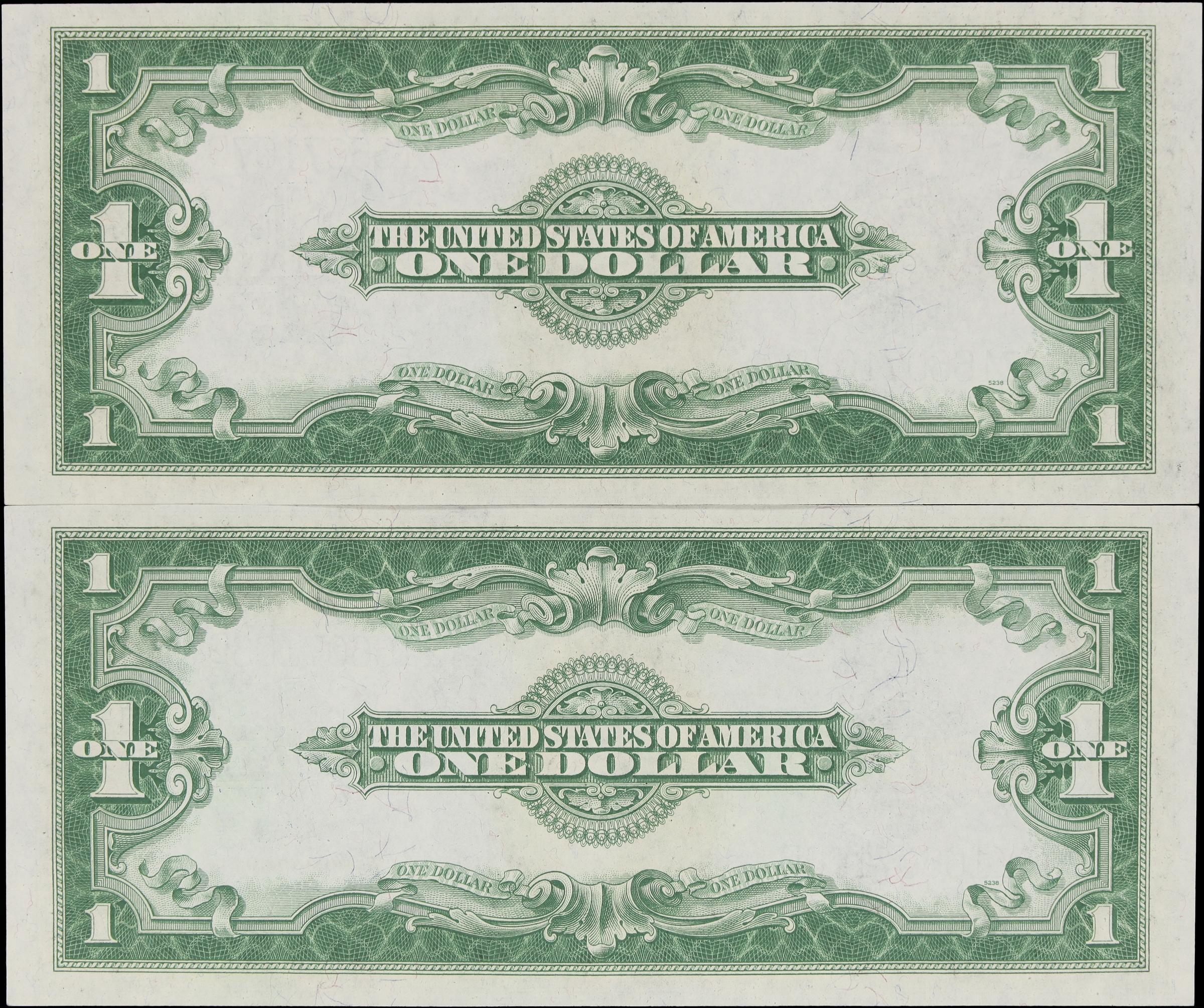 2 Convective 1923 $1 Silver Certificate FR-238 Horse Blanket  Uncirculated