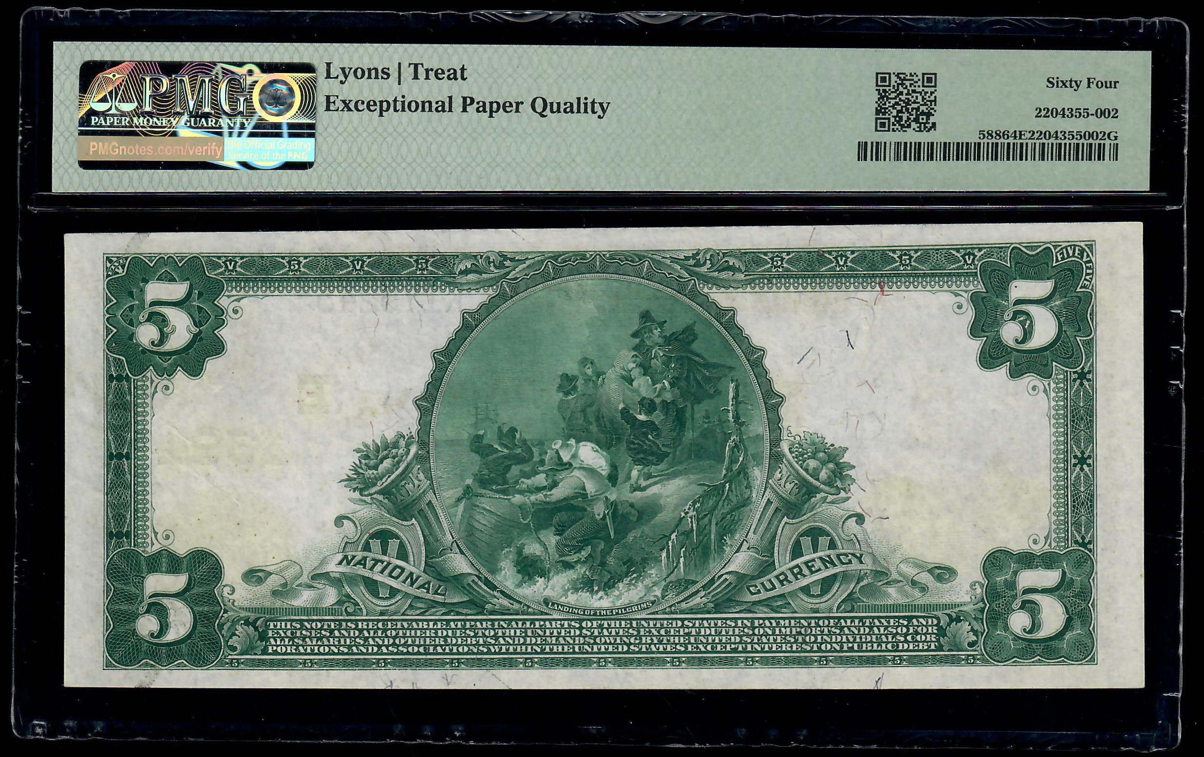 $5 1902 Red Seal National Bank New York ,NY Ch.1394 PMG64 EPQ