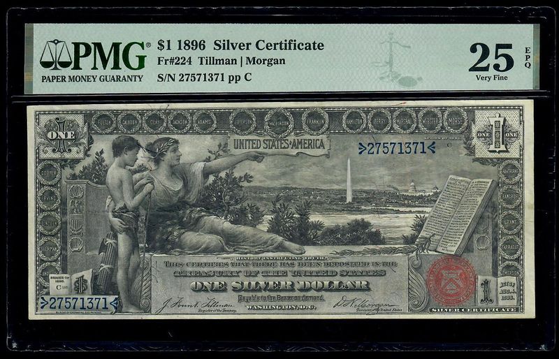 $1 1896 Silver Certificate Educational Fr# 224 PMG 25 Very Fine