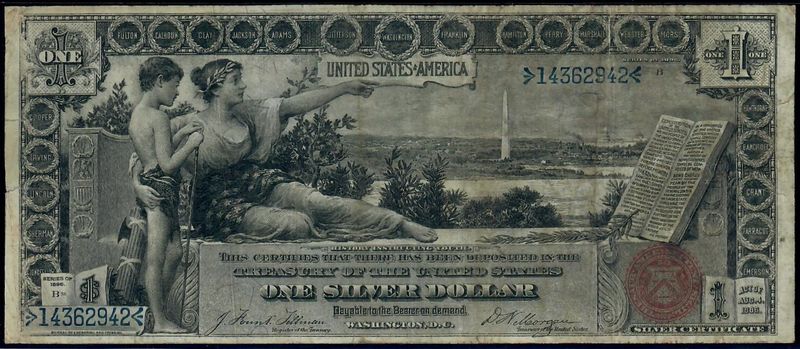 $1 1896 Silver Certificate Educational Fr# 224 Very Fine