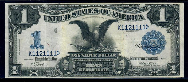 1899 $1 Silver Certificate Black Eagle Fr#227 Near Solid Serial number VF