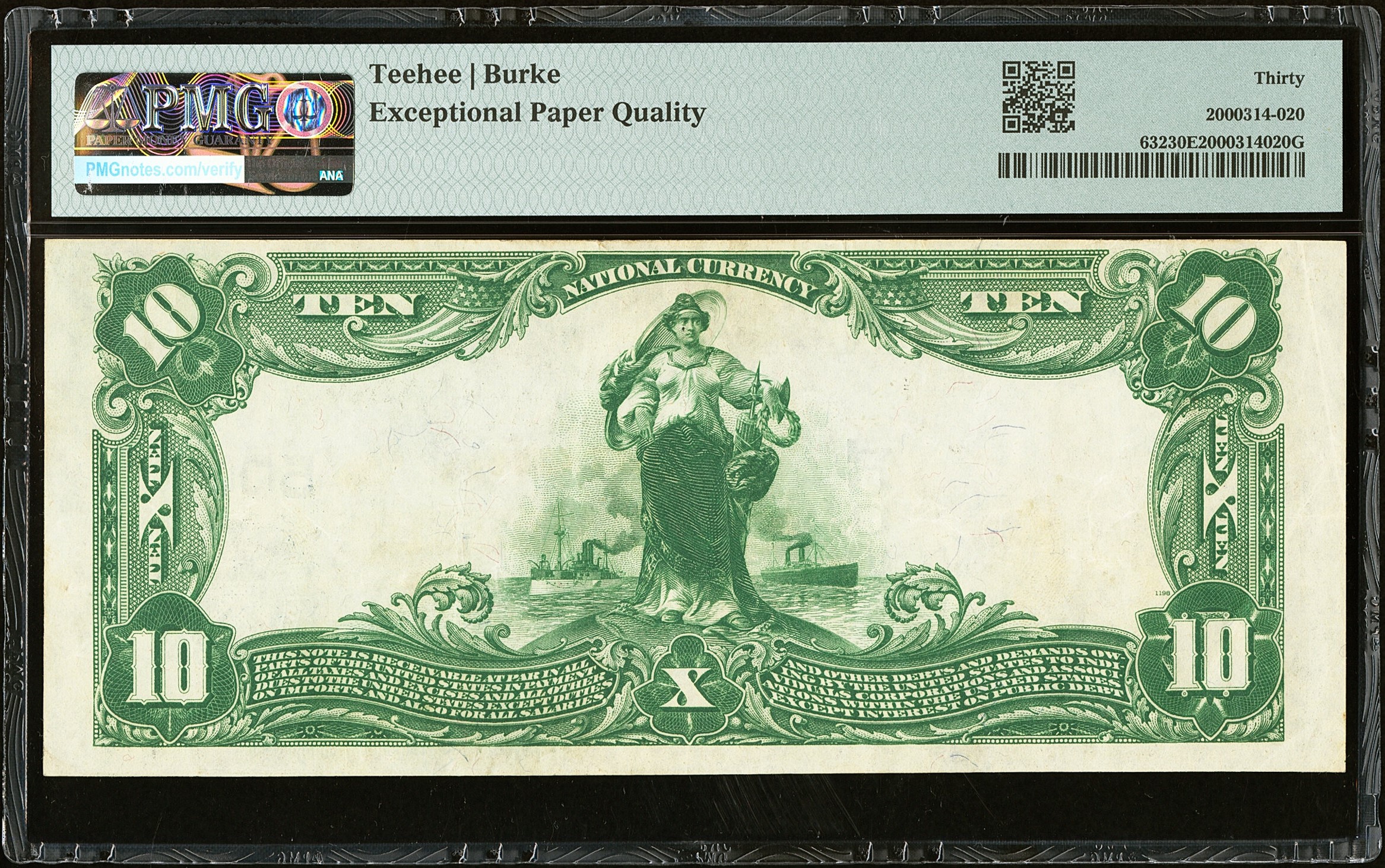 $10 1902 Plain Back the Laredo National Bank Laredo, TX CH#5001 PMG 30 EPQ