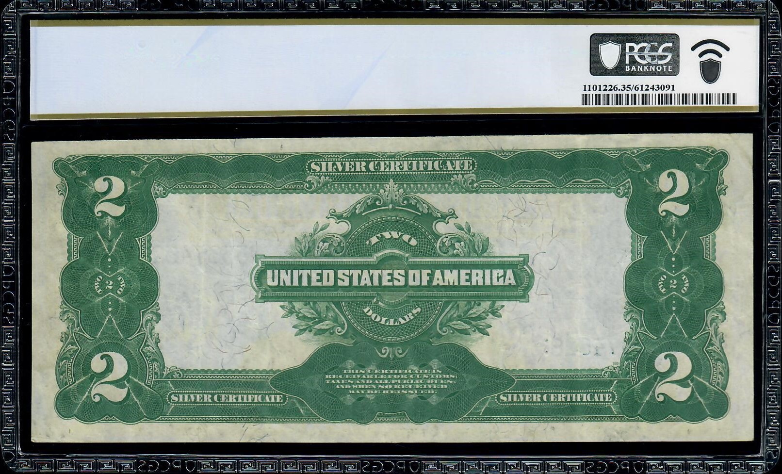 1899 $2 Silver Certificate Mini Porthole Note PCGS 35 VF