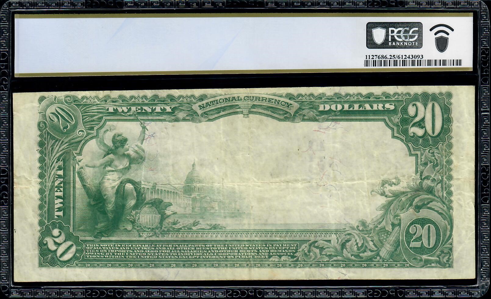 $20 1902 Commercial National Bank Of Fond Du lac, Wisconsin, PCGS 25  VF​