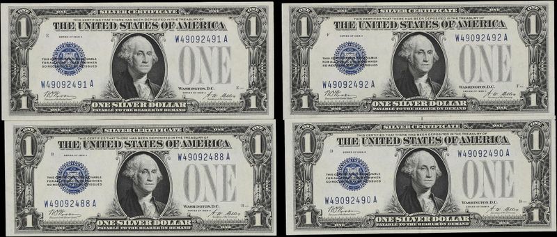 1928A $1 Silver Certificate 4 Consecutive Serial Number Fr. 1601 Funny Back UNC 1928A $1 Silver Certificate 4 Consecutive Serial Number Fr. 1601 Funny Back UNC