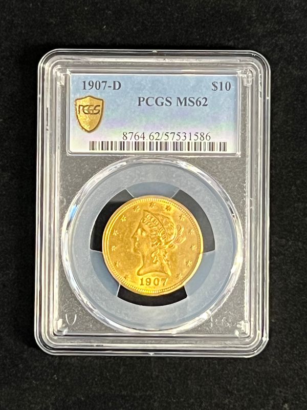 1907-D $10 Liberty Head Gold Eagle - PCGS MS 62 1907-D $10 Liberty Head Gold Eagle - PCGS MS 62