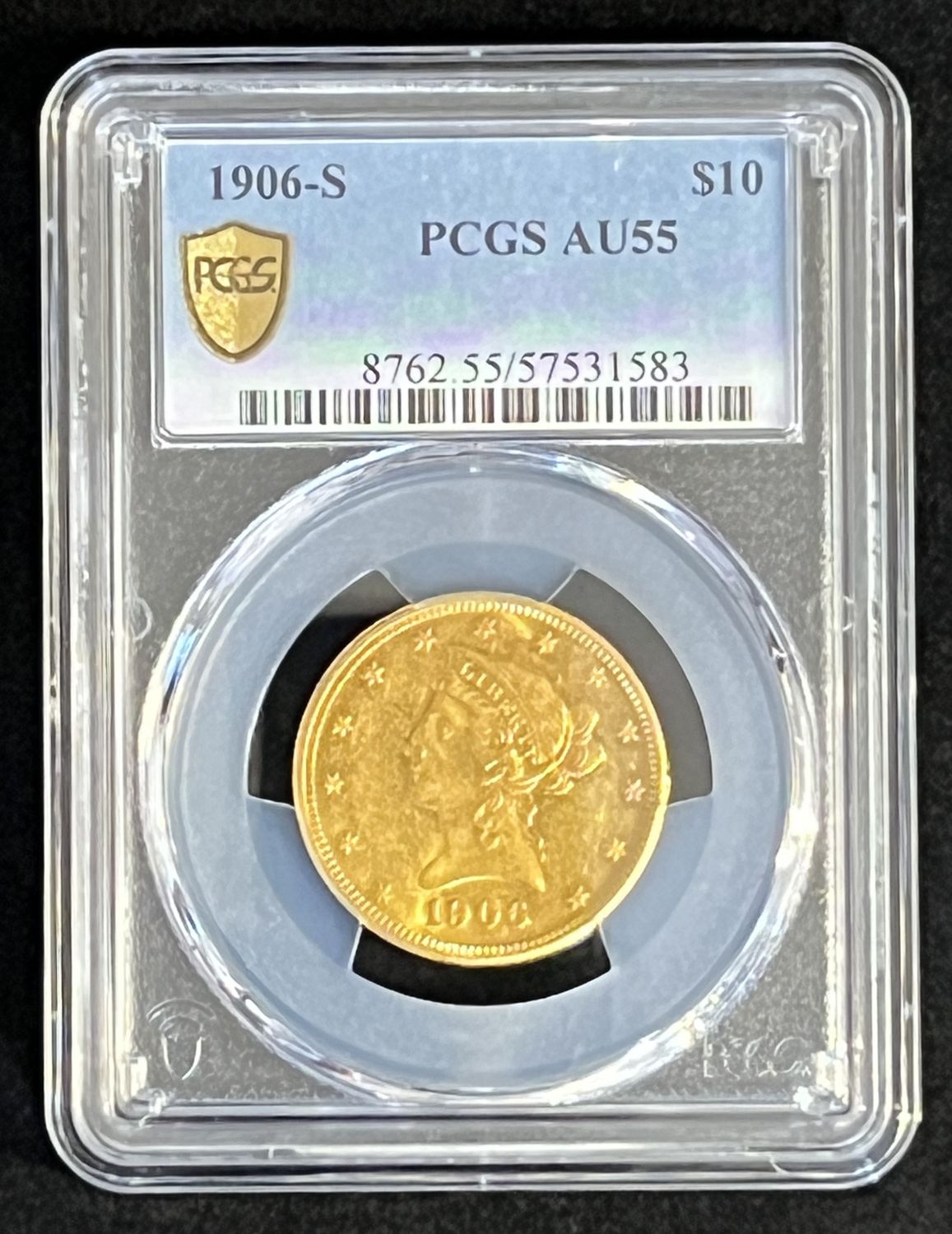 1906-S $10 Liberty Head Gold Eagle - PCGS - AU55