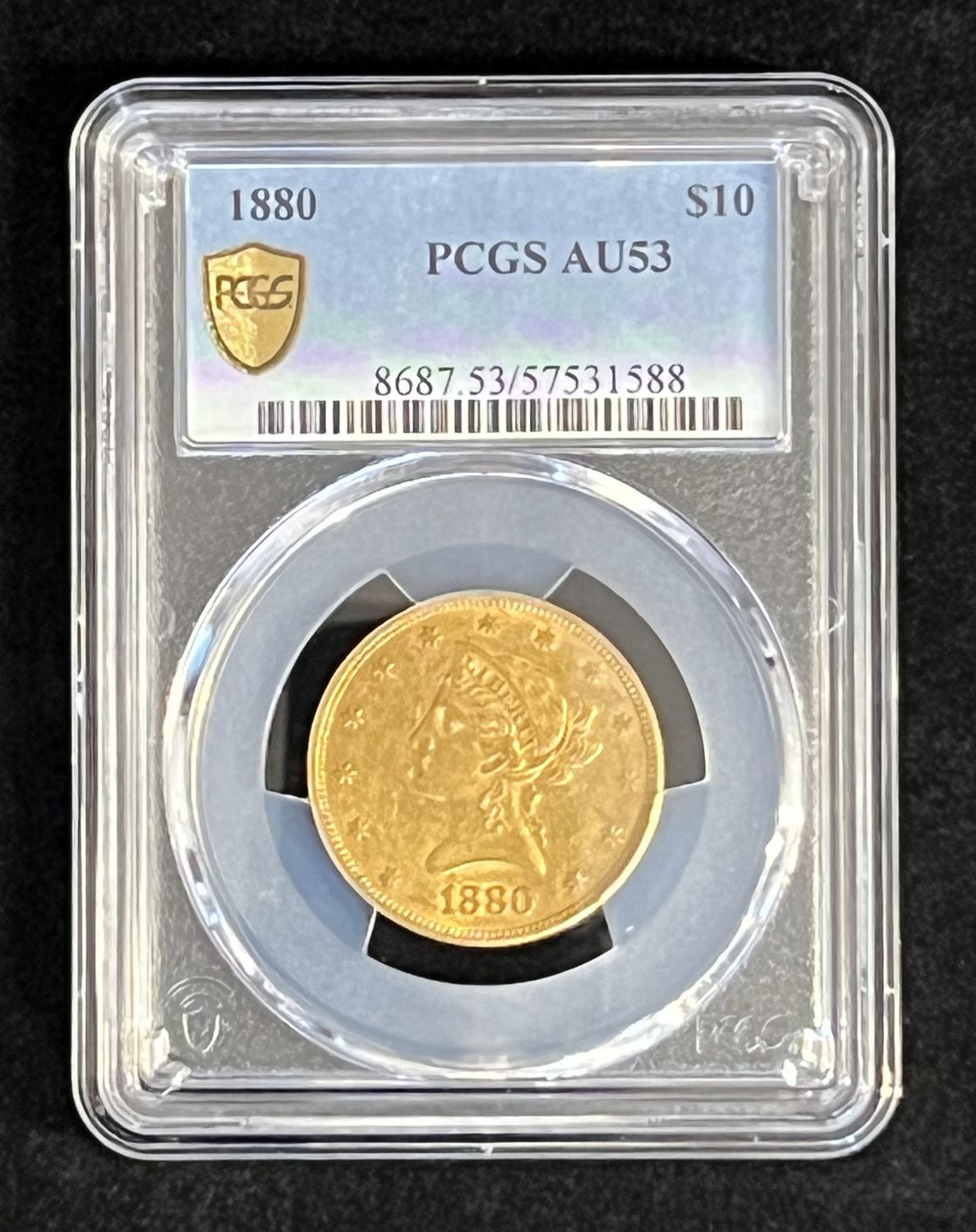 1880 $10 Liberty Head Gold Eagle - PCGS AU 53
