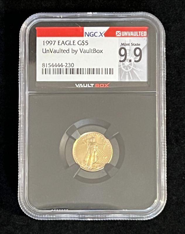 1997 $5 1/10 oz American Gold Eagle Fine Vault Box UnVaulted NGC X MS 9.9 1997 $5 1/10 oz American Gold Eagle Fine Vault Box UnVaulted NGC X MS 9.9