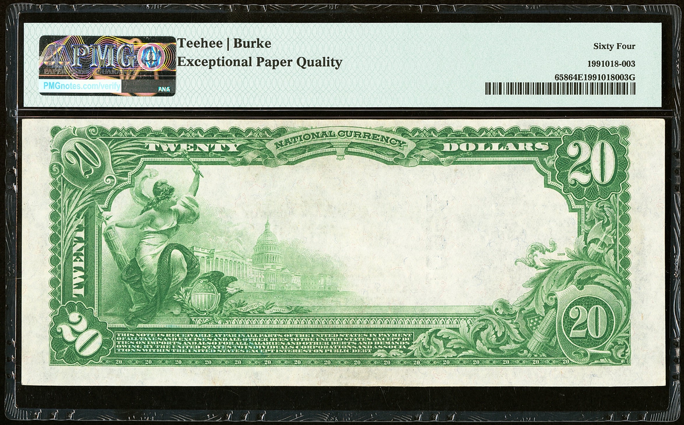 $20 1902 Plain Back Fr. 658 The Farmers National Bank Fayetteville, TX PMG64 EPQ