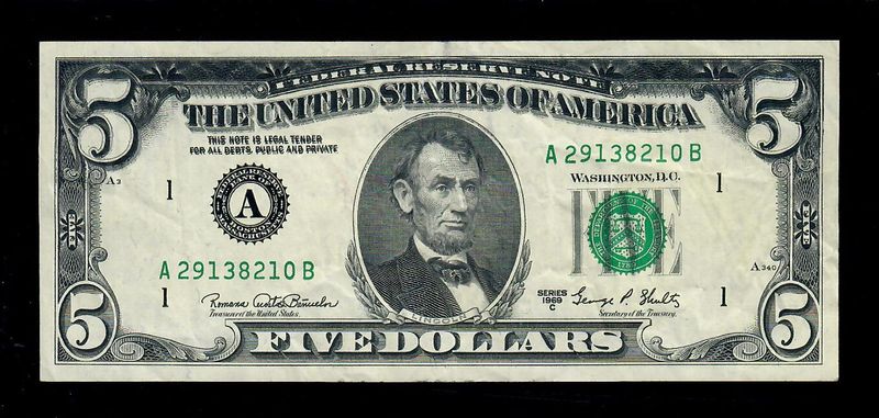 1969-C $5 Federal Reserve PARTIAL DOUBL PRINTING Error AU 1969-C $5 Federal Reserve PARTIAL DOUBL PRINTING Error AU