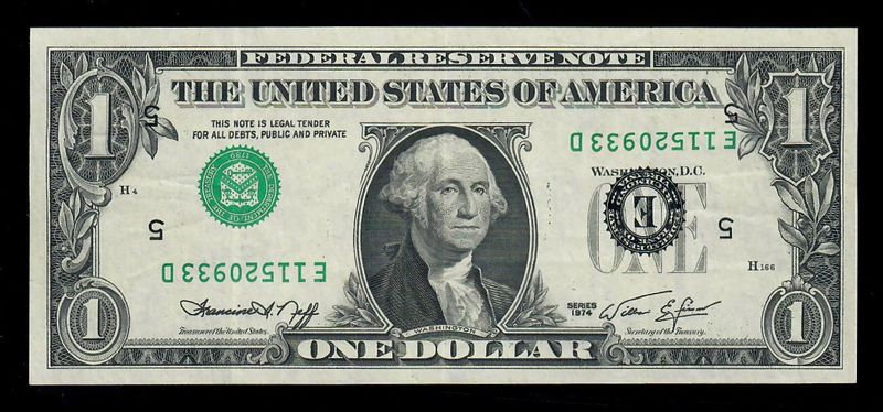 1974 $1 Federal Reserve Cleveland  Inverted Overprint Error 1974 $1 Federal Reserve Cleveland  Inverted Overprint Error