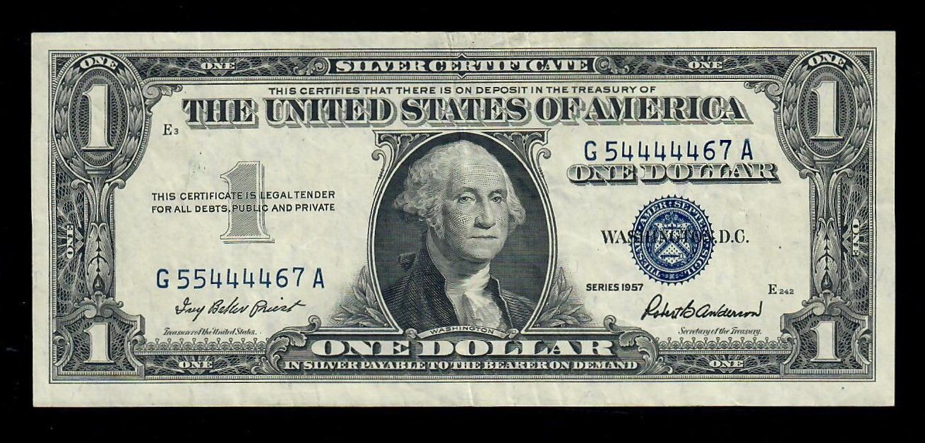 1957 $1 Silver Certificate Mismatched Serial Number Error- XF