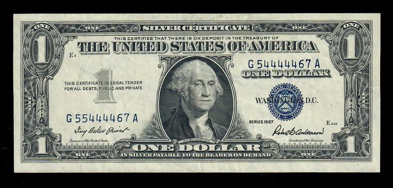 1957 $1 Silver Certificate Mismatched Serial Number Error- XF 1957 $1 Silver Certificate Mismatched Serial Number Error- XF