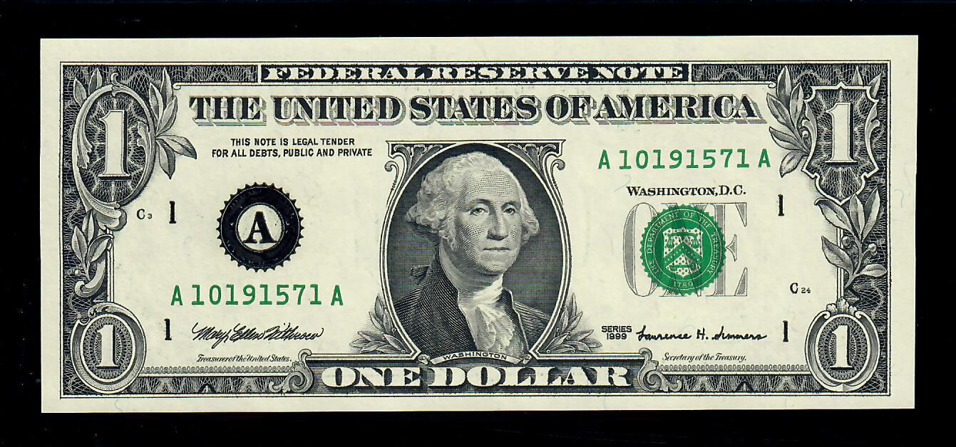 1999 $1 Federal Reserve Boston Fr.1924A Double Printed on District Seal Error