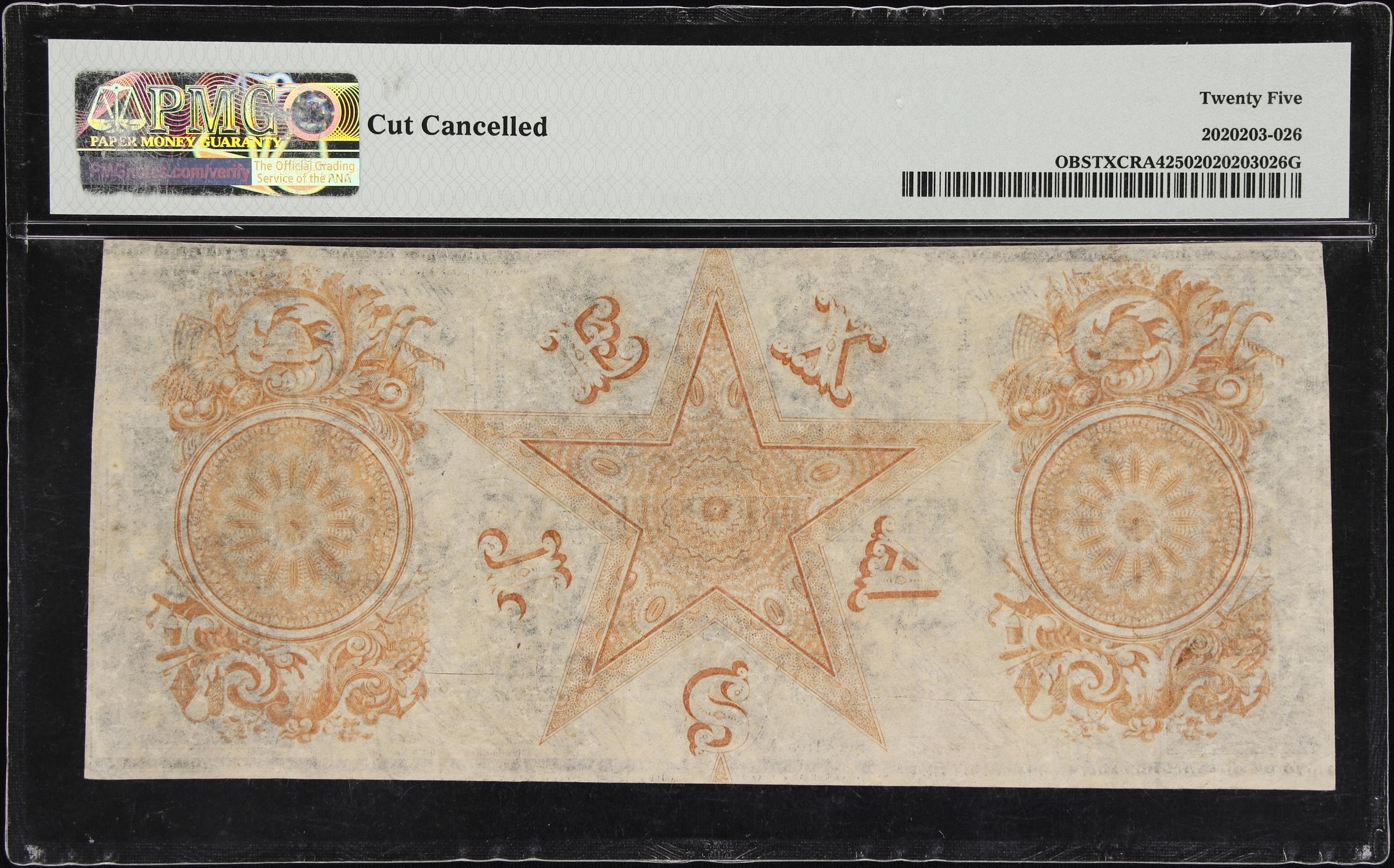 1839-41 $5 Republic of Texas, Austin PMG 25 Very Fine