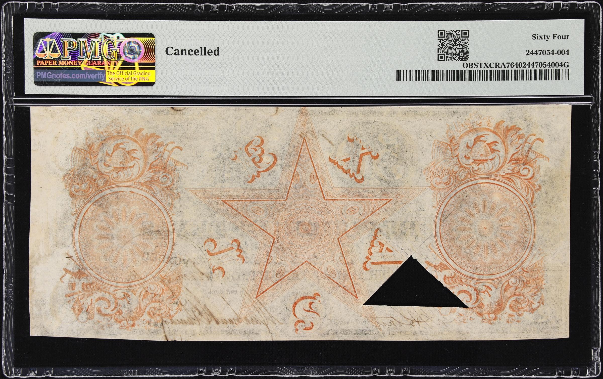 1839-41 $50 Republic of Texas, Austin PMG 64 UNC