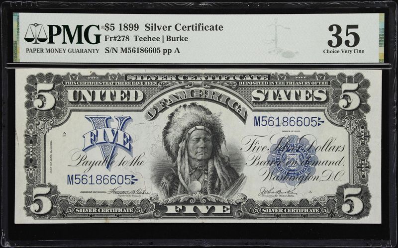 1899 $5 Silver Certificate Chief FR. 278 PMG 35 Very Fine 1899 $5 Silver Certificate Chief FR. 278 PMG 35 Very Fine