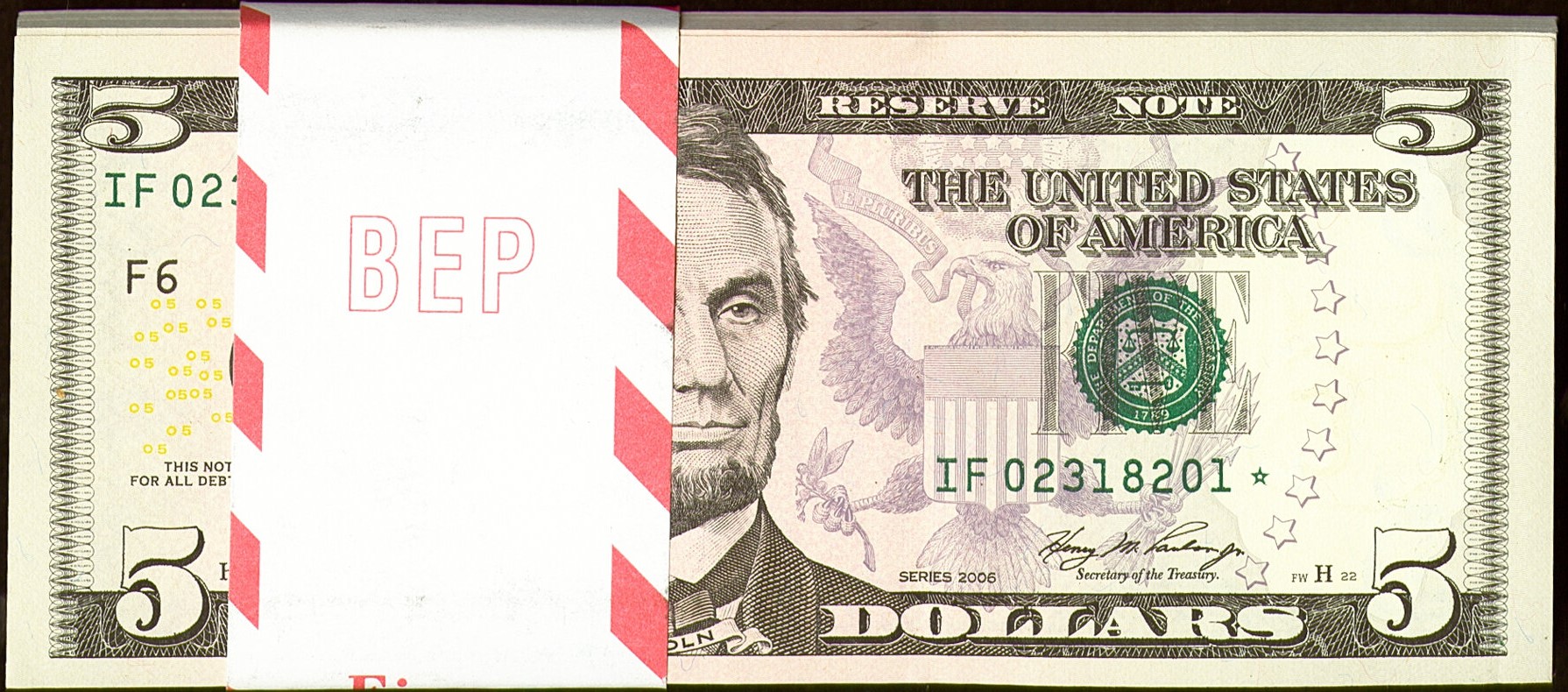 $5 2006 Fr. 1993-F* Federal Reserve ATLANTA Pack 100 Star Notes Consecutive UNC