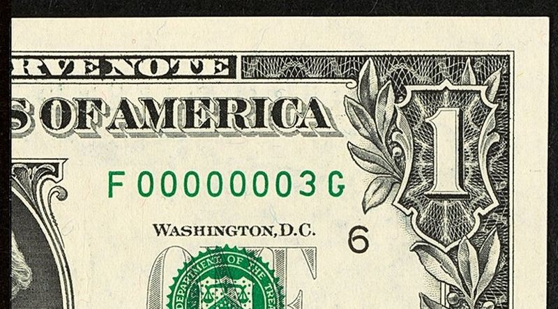 $1 1993 FRN Atlanta Fr# 1918-F Low Serial Number 3 PCGS 58 PPQ -AU $1 1993 FRN Atlanta Fr# 1918-F Low Serial Number 3 PCGS 58 PPQ -AU