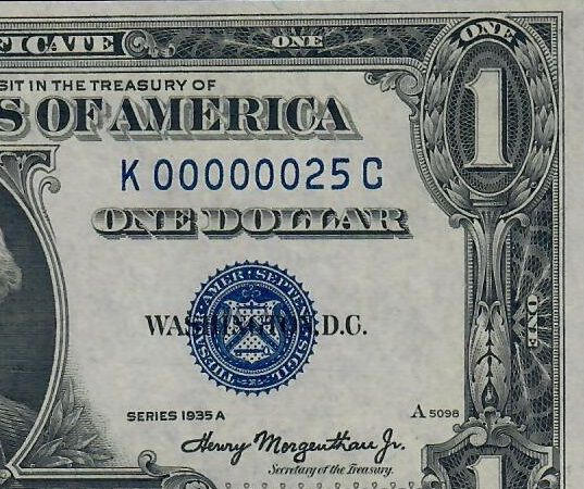 1935B $1 Silver Certificate Fr.1611 ** Low Serial # 25 ** PCGS 65 PPQ UNC 1935B $1 Silver Certificate Fr.1611 ** Low Serial # 25 ** PCGS 65 PPQ UNC