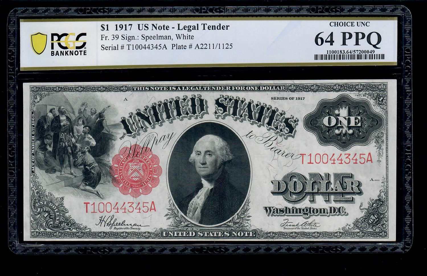 1917 $1 Legal Tender Note, Fr.39 Sawhorse, PCGS 64 PPQ UNC 1917 $1 Legal Tender Note, Fr.39 Sawhorse, PCGS 64 PPQ UNC