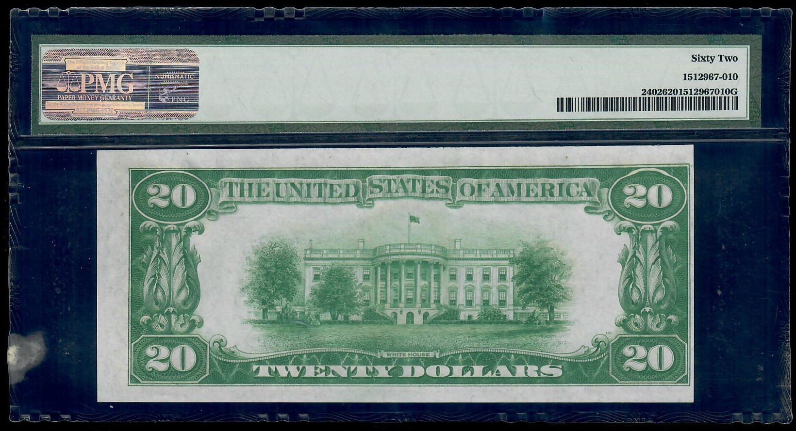 1928 $20 Gold Certificate Fr.2402 ( AA Block ) Woods / Mellon , PMG 62